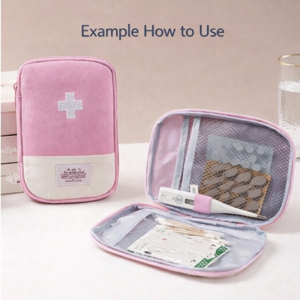 First Aid Pouch Pink Travel Organizer - Picture 2 of 7